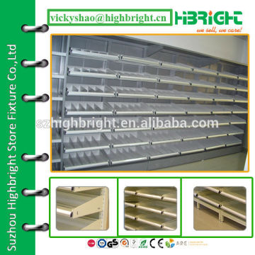 pharmacy chain store standard shelf rack with sloping shelves